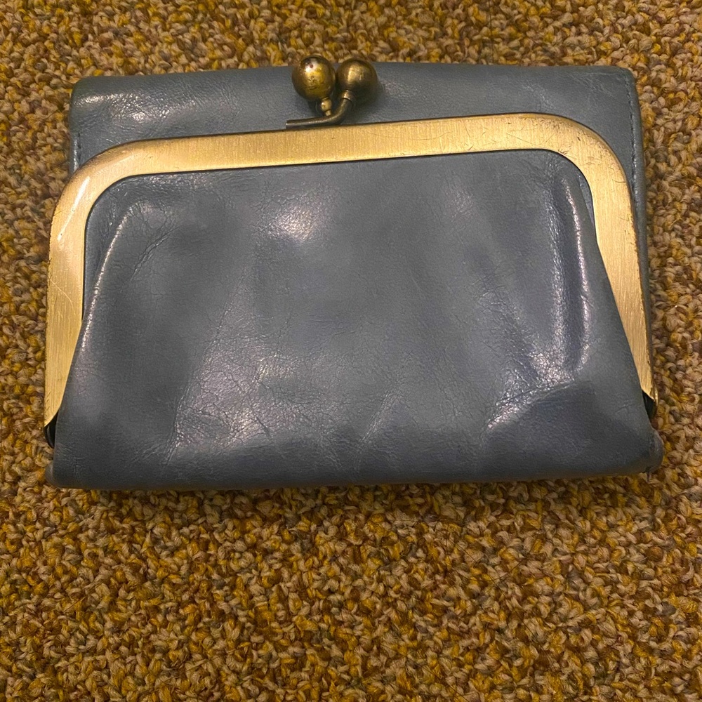 Hobo small blue leather wallet
